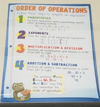 Pre-made generic anchor chart on order of operations